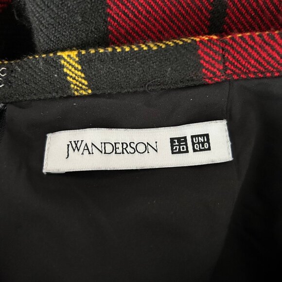 JW Anderson x Uniqlo Red Plaid Wool Blend Midi Skirt Women’s Size 2 - Picture 5 of 8